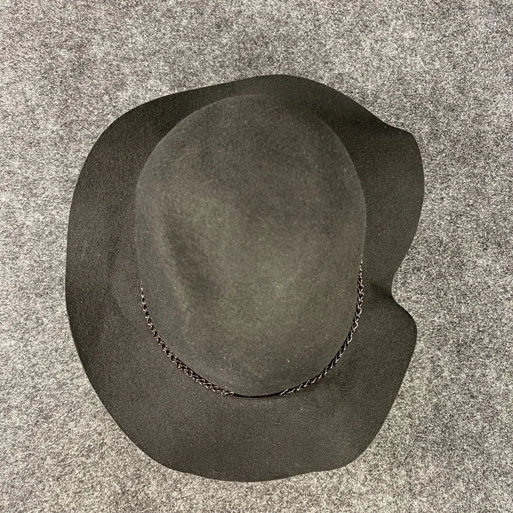 BCBGeneration Black Wool Wide Brim Womens Hat Chain Band Free Spirit Boho M